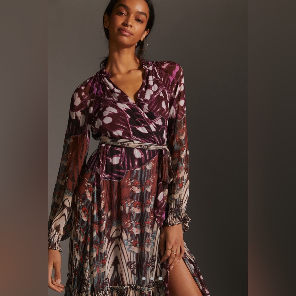 Anthropologie long sleeve wrap dress